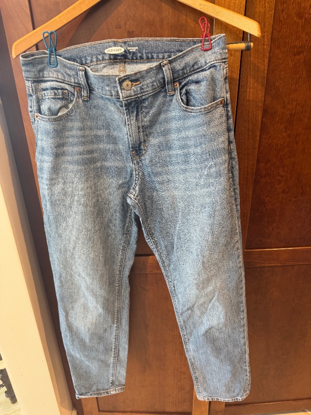 Old Navy Women’s Boyfriend Jeans Mid-Rise Light Wash Blue Denim 5-Pocket Sz 2
